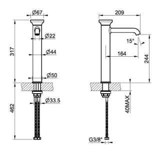 Смеситель для раковины Gessi Origini 66004.845 тёмная бронза